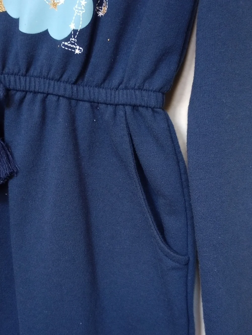 Wonder Nation Girls Navy Sparkle Moon & Pegasus Drawstring Dress
